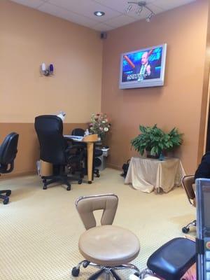 One of the seven manicure stations