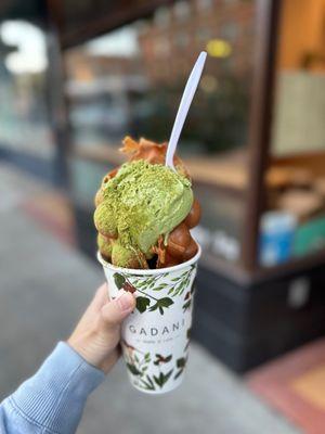 Matcha egg waffle