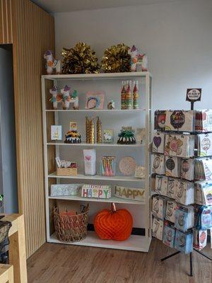 Shelves in the back of the shop