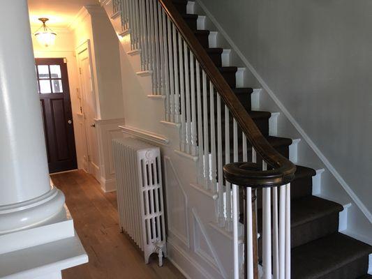 Detailed painting - trim, spindles, radiator, stairs