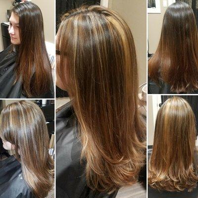 Natural deep brown shines with caramel and honey highlights!