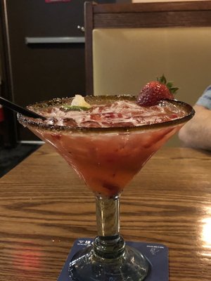 The tasty strawberry margarita I had.