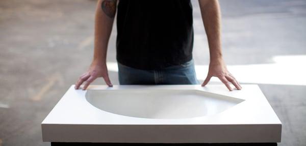 White concrete sink by SlabHaus