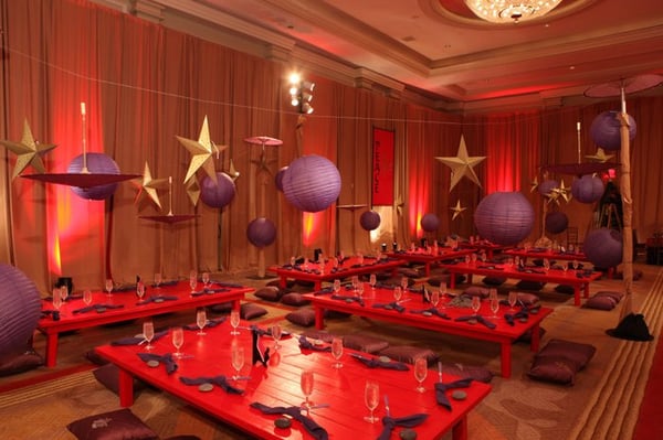 Gloss Red Tables, Asian Theme