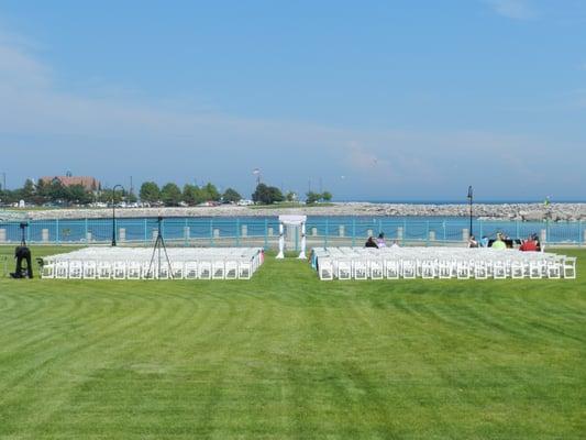 Outdoor Ceremony at Festival Hall / Park on Overlooking Beautiful Lake Michigan