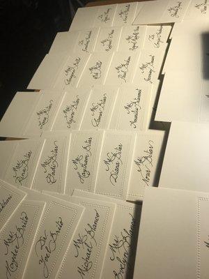 Hand calligraphy for the place cards