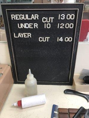 Hair cut prices