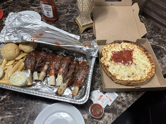 Halal pizza and beef ribs so delicious