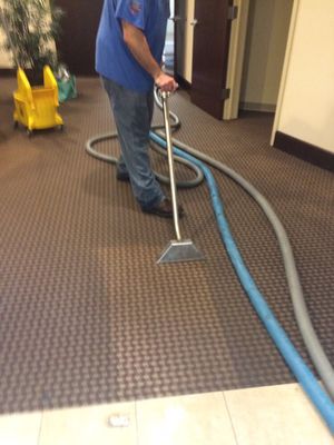 Removing water from carpet from a flood at a Law firm