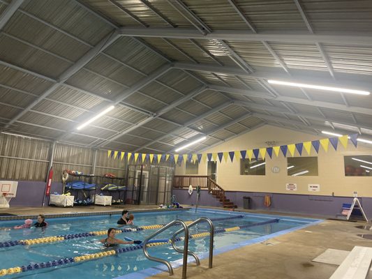 Pool during lessons and lap time.