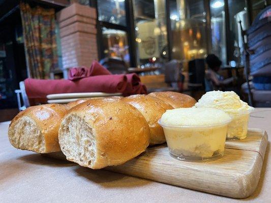 Bread Rolls with view of the Brewery inside