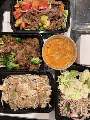 Spicy Beef Salad, Pad See Ew, Red Curry, Chicken Noodle, Larb