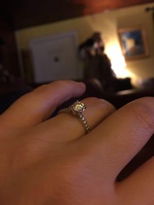 Beautiful Engagement Ring my fiancée purchased from Victoria's Jewelers!