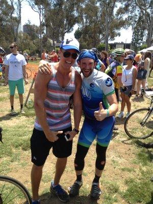 Jordan with Dave after completing a 7-day 545 mile bike ride down the coast of California for ALC fundraiser.