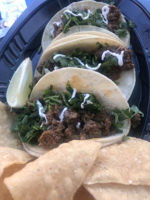 Beef tacos (impossible meat +$1)