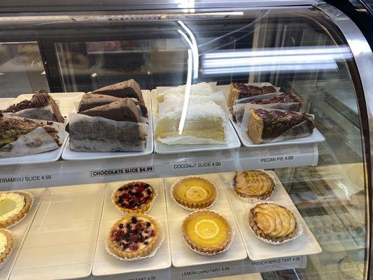 Pecan pie, coconut slice