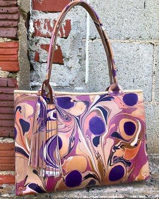 Hand Marbled and Sewn Leather Bags