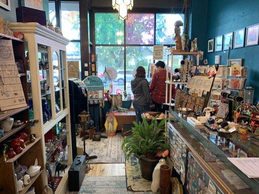 Inside Darling Amalgamated Retail Emporium looking toward the front of the shop.