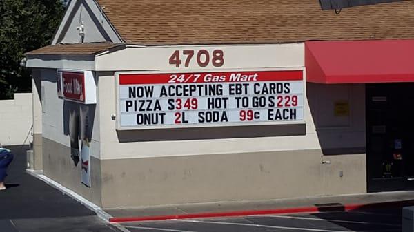 Signage announcing acceptance of EBT.