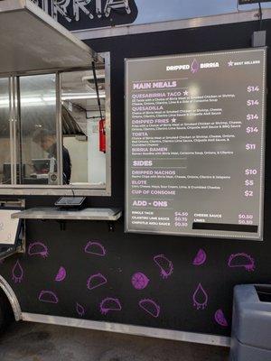 Menu - excellent tacos!