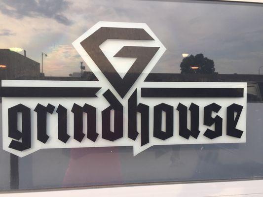 Logo on "garage" doors of gym.