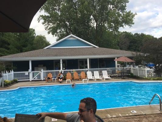 The pool at Woodland Harbor Marina. It's like a country club for boaters. Nice clubhouse with bathrooms and showers.