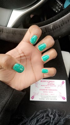 25 for a base color and a glitter that he didn't layer properly. Also card says Ruby's.