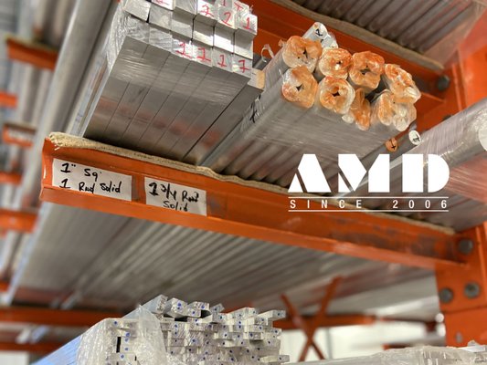 Aluminum round rods and other aluminum supplies for sale at AMD Supply in Fort Lauderdale, FL.