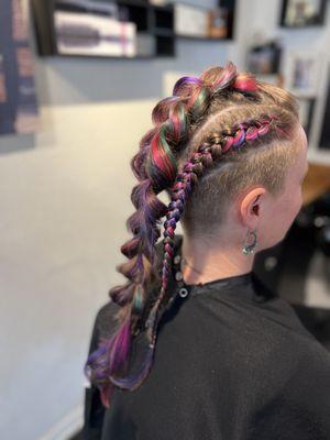 Permanent color, long hair design.