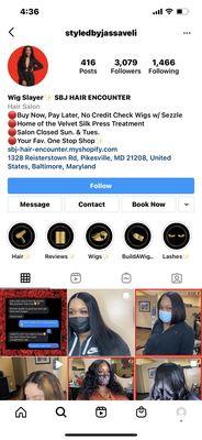 Her Instagram page and proof of address to the salon