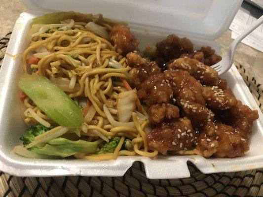 Sesame chicken and lo mein combo. Pretty good!