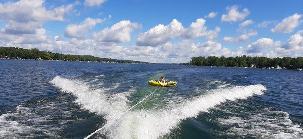 Tubing on Conesus Lake, NY