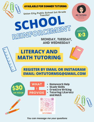 I specialize in providing personalized, 1-on-1, or small-group tutoring.