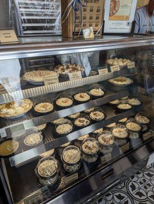 Pies on display