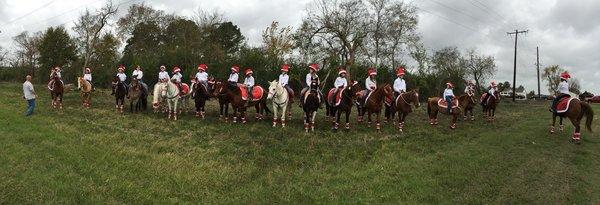 The Banshee Ranch - Drill Team about to march in the annual Montgomery, TX Christmas Parade.