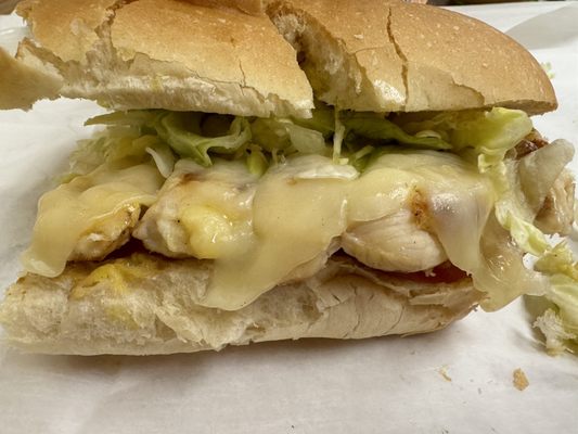 Heated grilled chicken sub with honey mustard! YUM!