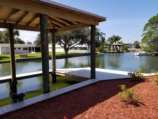 Boathouse, dock, seawall