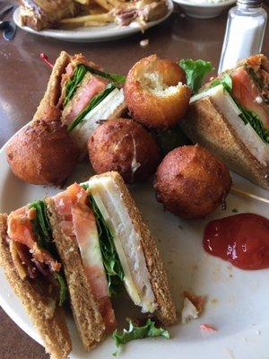 $6.00 turkey club with hush puppies! Awesome!