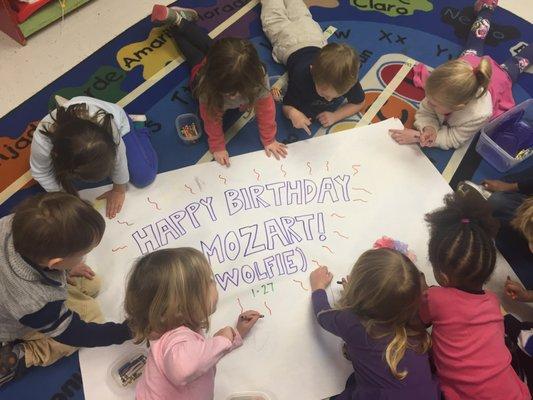 Celebrating Mozart's birthday in Music Class!