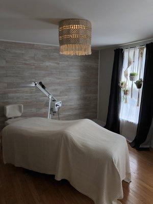 Our beautiful clean and safe facial treatment room.