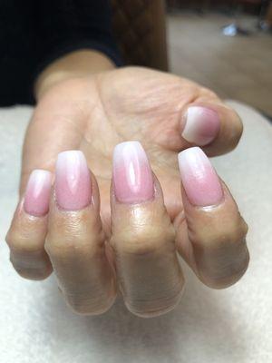 Pink and White ombré dip