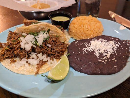 Brisket and Carnitas taco plate