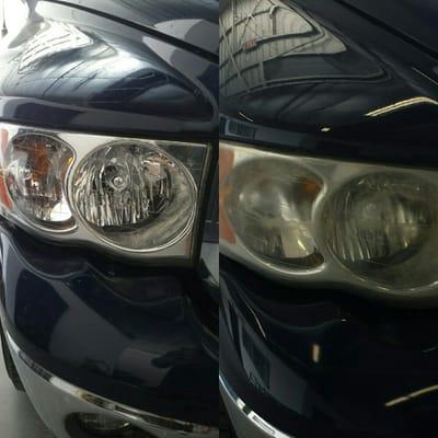 Our headlight restoration service is top notch as you can see in the pic.