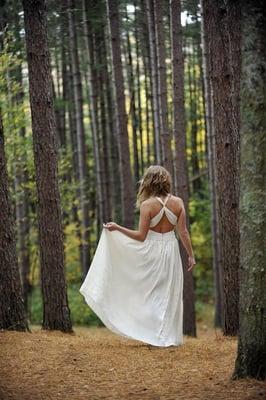 A luxurious eco-friendly wedding dress. Feel romantic in this hemp and silk wedding dress named after the goddess Athena.