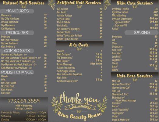 Price list