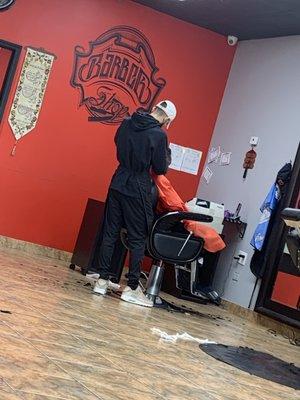 Barber hard at work