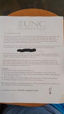 There's a screen on the wall in Surgery Waiting letting you know if the patient is in preop, op, or postop based on a number they give you.