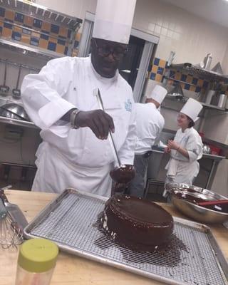 I'm a culinary student from Hudsin County Community College.  I'm doing my externship there service and food is great.