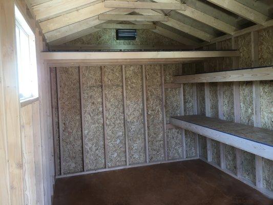 Storage shed interior