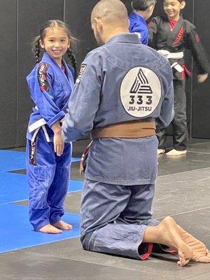 My daughter learning a grip break